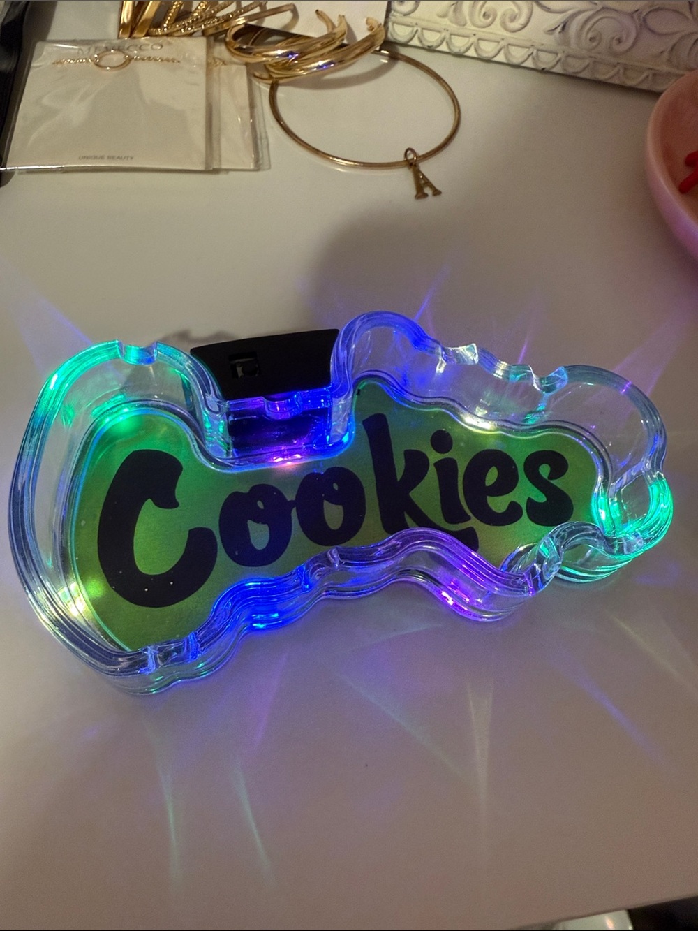 LED Light-Up 'Cookies' Decorative Ash  Tray - Clear / Multicolor
